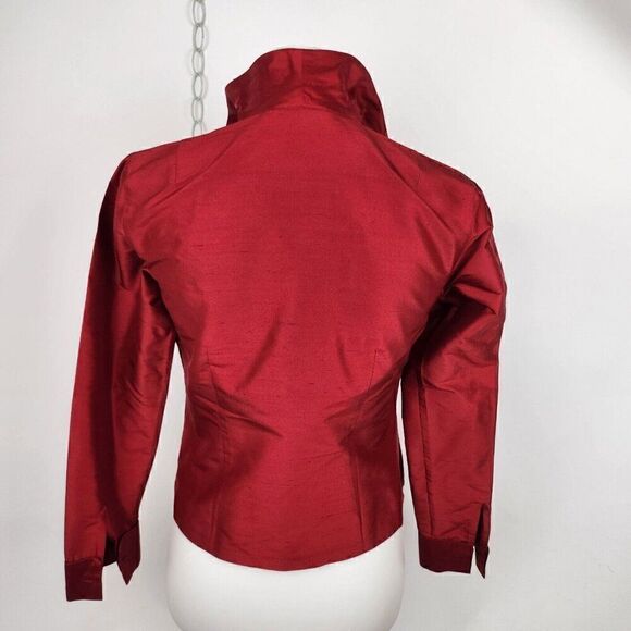 Talbots Petites Pure Silk Red Long Sleeve Button Down Shirt Top Womens 4P - Picture 5 of 6